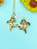 Bucking Bronco Horse Charm Gold Necklace, N6657