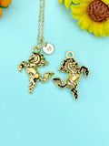 Bucking Bronco Horse Charm Gold Necklace, N6657