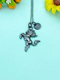 Bucking Bronco Horse Charm Black Necklace, N6659