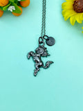 Bucking Bronco Horse Charm Black Necklace, N6659