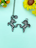 Bucking Bronco Horse Charm Black Necklace, N6659