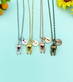 Molar Tooth Charm Necklace, Dentist Medical School Gift, N6660M
