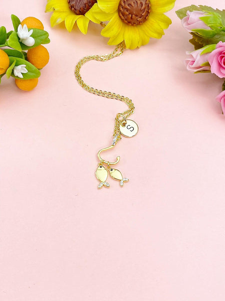 Gold Fish on the Hook Necklace, N3013