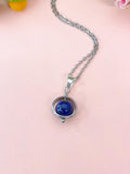 Silver Natural Lapis Lazuli Pendant Necklace, Natural Gemstone Jewelry, N4609L