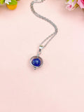 Silver Natural Lapis Lazuli Pendant Necklace, Natural Gemstone Jewelry, N4609L
