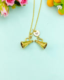 Gold Cheerleader Necklace, Gold Megaphone Necklace, Cheer Coach Gift, Cheerleader Team Gift, N6573