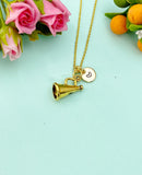 Gold Cheerleader Necklace, Gold Megaphone Necklace, Cheer Coach Gift, Cheerleader Team Gift, N6573