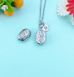 Silver Coffee Bean Charm Necklace, Christmas Gift for Friend Sister Mom or Coffee Lovers, N6575