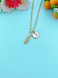 Gold TINY Peas in Pod Charm Necklace, N6580