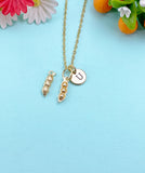 Gold TINY Peas in Pod Charm Necklace, N6580