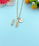 Gold TINY Peas in Pod Charm Necklace, N6580