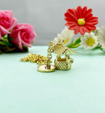 Gold Wishing Well Charm Necklace, N6582