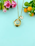 Gold Shell Pearl Enamel Locket Oval Pendant Necklace, Keepsake Photo Frame Jewelry, N6588