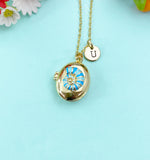 Gold Couch Shell Enamel Locket Oval Pendant Necklace, Keepsake Photo Frame Jewelry, N6595
