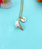 Gold Sparrow Brown Bird Charm Necklace, American Tree Sparrow, N6597