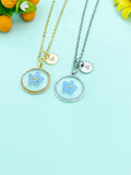 Silver Real Forget Me Not Necklace, Dried Press Flower Jewelry Gift, N6600S