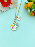 Gold Artist Palette Charm Necklace, N6605