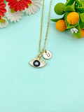 Gold Evil Eye Enamel Charm Necklace, N6612