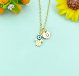 Gold Hamsa Hand Evil Eye Charm Necklace, N6614