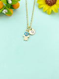 Gold Hamsa Hand Evil Eye Charm Necklace, N6614