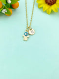 Gold Hamsa Hand Evil Eye Charm Necklace, N6614