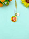 Gold Red Strawberry Fruit Charm Necklace, N6617