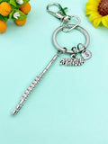 Silver Flute Marching Band Charm Keychain, N5700A