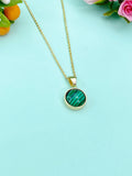 Gold Malachite Necklace, Gemstone Jewelry N3897