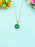 Gold Malachite Necklace, Gemstone Jewelry N3897