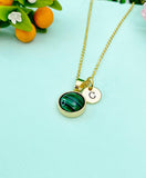 Gold Malachite Necklace, Gemstone Jewelry N3896