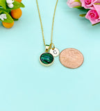 Gold Malachite Necklace, Gemstone Jewelry N3896