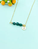 Malachite Necklace In Gold or Silver, Natural Malachite Gemstone Jewelry, N6349