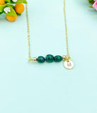 Malachite Necklace In Gold or Silver, Natural Malachite Gemstone Jewelry, N6349