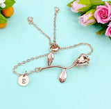Rose Gold Rose Bracelet, June Birth Flower Gift, Personalized Gift, N172T