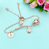 Rose Gold Rose Bracelet, June Birth Flower Gift, Personalized Gift, N172T