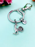 Silver Chicken Rooster Charm Keychain, N782A