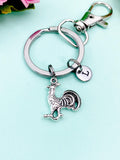 Silver Chicken Rooster Charm Keychain, N782A