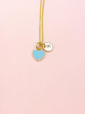 Heart Necklace, Sky Blue, Sweet Necklace Gifts, Personalized Birthday Gift, N4330