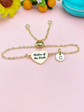 Gold Mother of the Bride Bracelet, Initial Heart Jewelry