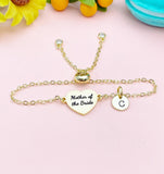 Gold Mother of the Bride Bracelet, Initial Heart Jewelry