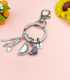 Croissant Cutlery Charm Keychain – Gift for Chef Baker Foodie Friend – Empanada, Fork Spoon Knife Charms for Culinary, N6662
