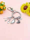 Croissant Cutlery Charm Keychain – Gift for Chef Baker Foodie Friend – Empanada, Fork Spoon Knife Charms for Culinary, N6662