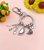 Croissant Cutlery Charm Keychain – Gift for Chef Baker Foodie Friend – Empanada, Fork Spoon Knife Charms for Culinary, N6662