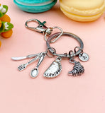 Croissant Cutlery Charm Keychain – Gift for Chef Baker Foodie Friend – Empanada, Fork Spoon Knife Charms for Culinary, N6662