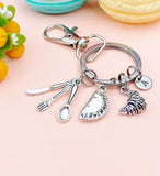 Croissant Cutlery Charm Keychain – Gift for Chef Baker Foodie Friend – Empanada, Fork Spoon Knife Charms for Culinary, N6662