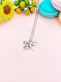 Silver Runing Horse Charm Necklace, N5452