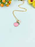 Gold Peach Charm Necklace, Pink Peach Foodie Fruit Jewelry Gift, N5859
