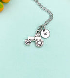 Tractor Charm Silver Necklace, N768