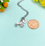Tractor Charm Silver Necklace, N768