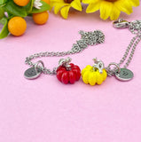 Pumpkin Charm Silver Necklace, Fall Gifts, N6618M